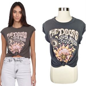 Daydreamer x Free People The Doors Love Rolled Sleeve Crop Tee